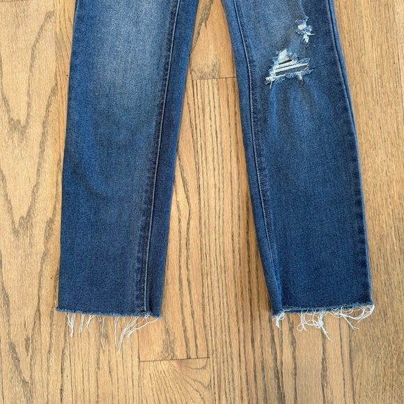 Vanilla Star Women’s Blue Distressed High Rise Button Fly Skinny Jeans Size 0/24 - Picture 4 of 11